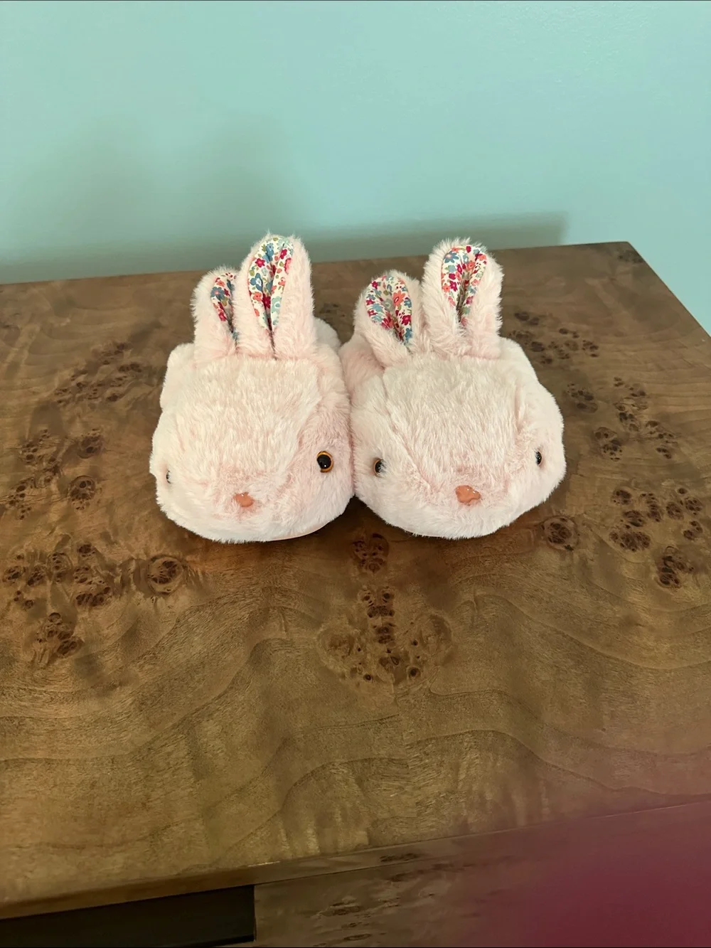Plush Bunny Kids Slippers - Pink